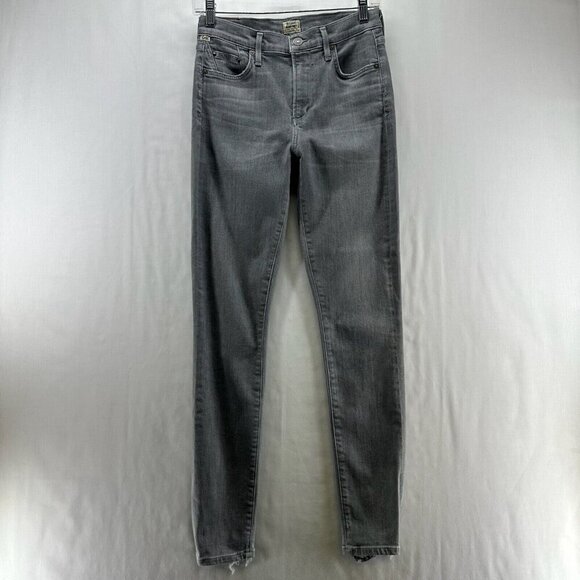 Citizens of Humanity Jeans Womens 27 Rocket High Rise Skinny Fringed Denim Gray - Picture 1 of 12